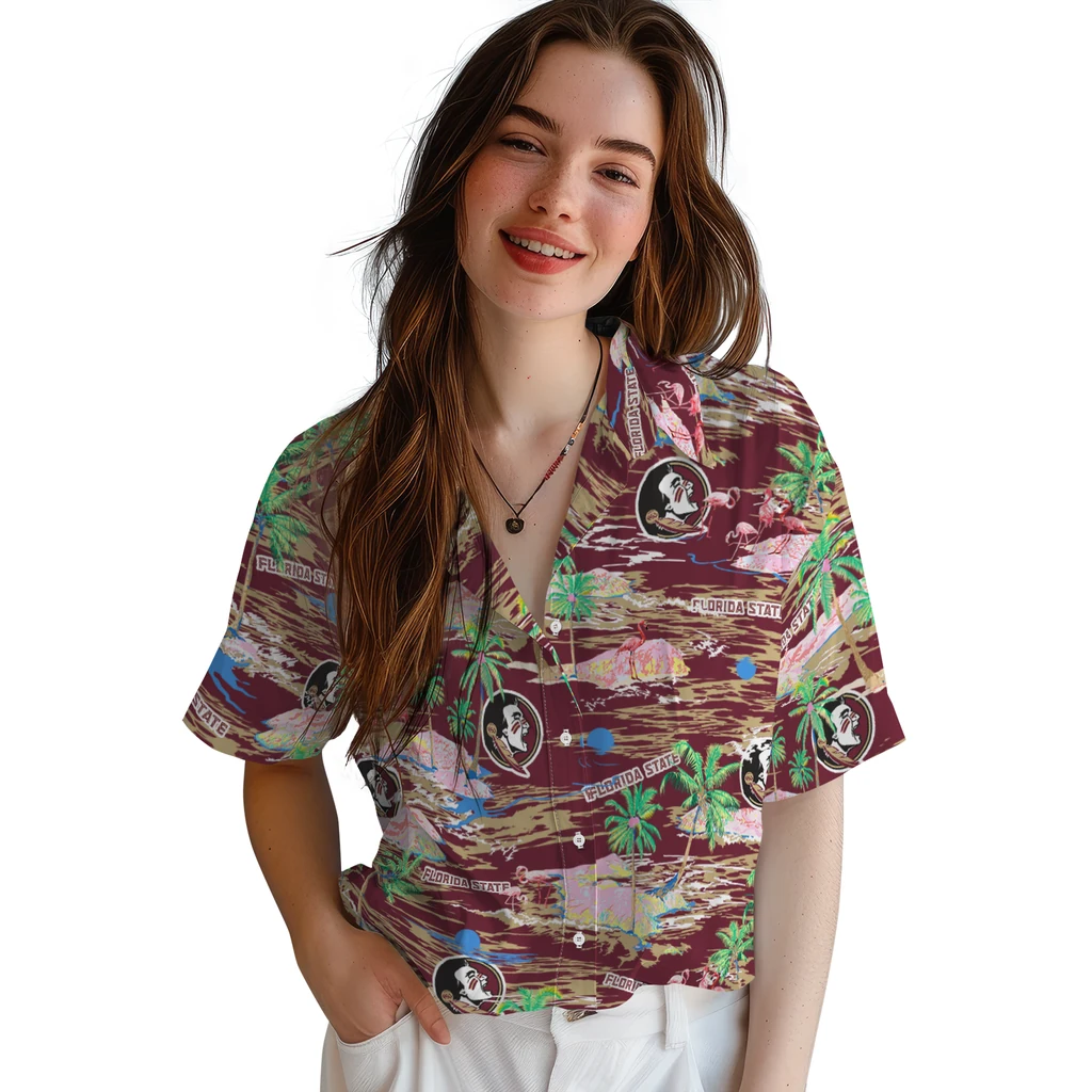 Florida State Seminoles Hawaiian Shirt - Hawaii Island florida state seminoles flamingo retreat garnet hawaiian shirts latest model