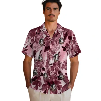 florida state seminoles hibiscus arrangement garnet hawaiian shirts fashion forward