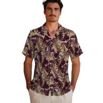 florida state seminoles hibiscus exotic garnet hawaiian shirts fashion forward