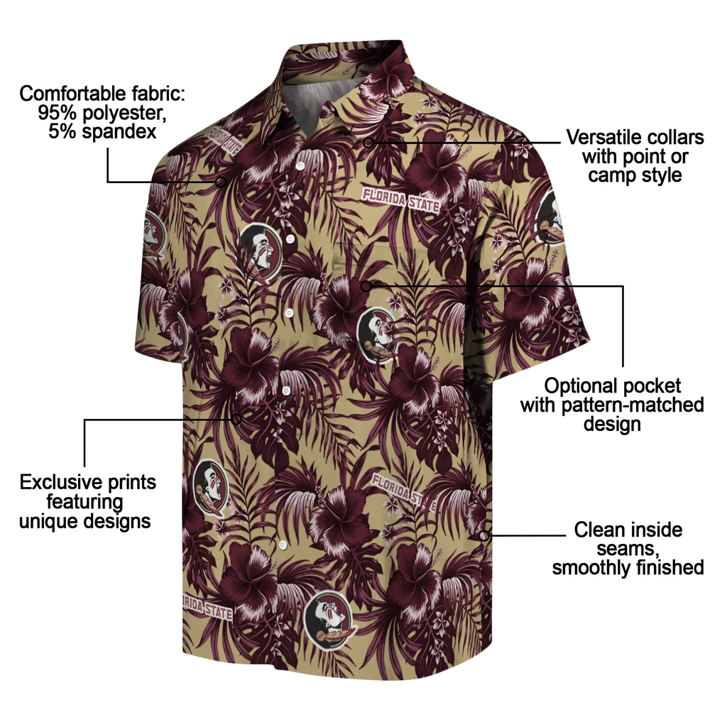 Florida State Seminoles Hawaiian Shirt - Hibiscus Exotic florida state seminoles hibiscus exotic garnet hawaiian shirts new arrival