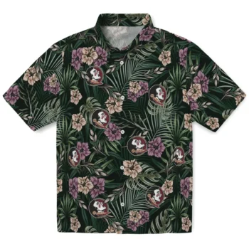 florida state seminoles hibiscus leaves pattern green hawaiian shirts best selling