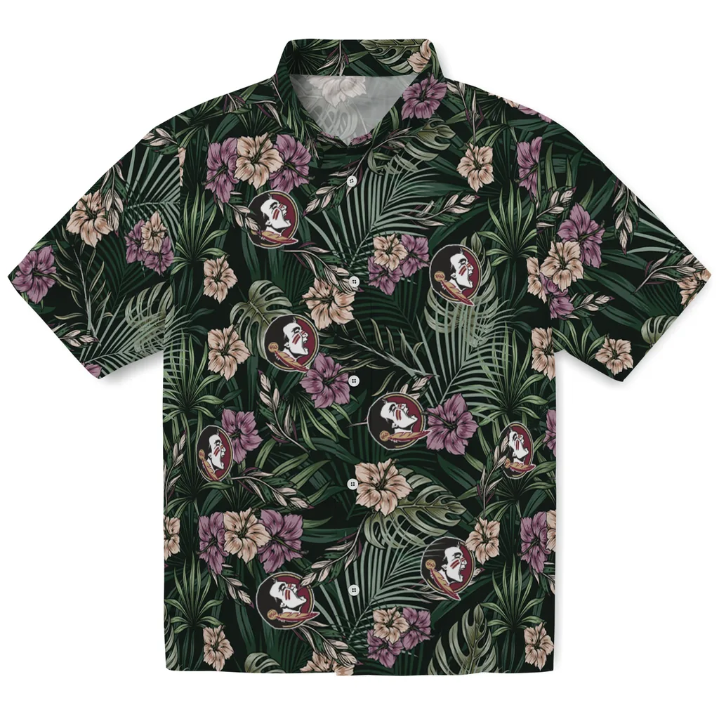 Florida State Seminoles Hawaiian Shirt - Hibiscus Leaves Pattern florida state seminoles hibiscus leaves pattern green hawaiian shirts best selling