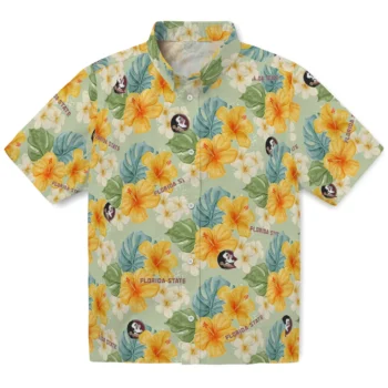 florida state seminoles hibiscus mood pale lime yellow hawaiian shirts best selling