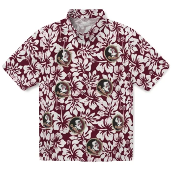 florida state seminoles hibiscus motif garnet white hawaiian shirts best selling