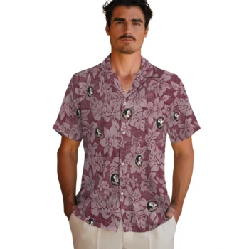 florida state seminoles hibiscus oasis garnet hawaiian shirts fashion forward