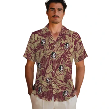 florida state seminoles monstera layer garnet hawaiian shirts fashion forward