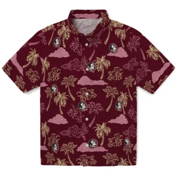 florida state seminoles palm and clouds garnet hawaiian shirts best selling