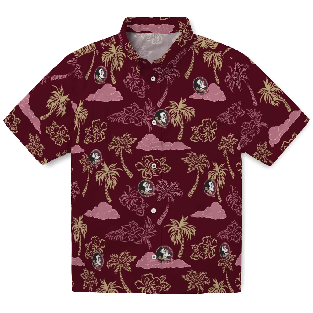 Florida State Seminoles Hawaiian Shirt - Palm And Clouds florida state seminoles palm and clouds garnet hawaiian shirts best selling