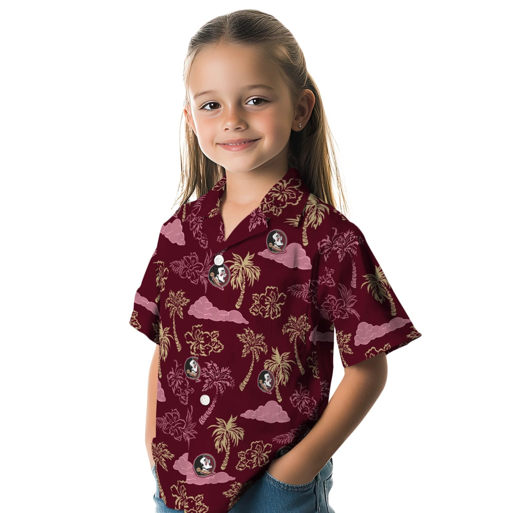 Florida State Seminoles Hawaiian Shirt - Palm And Clouds florida state seminoles palm and clouds garnet hawaiian shirts premium grade
