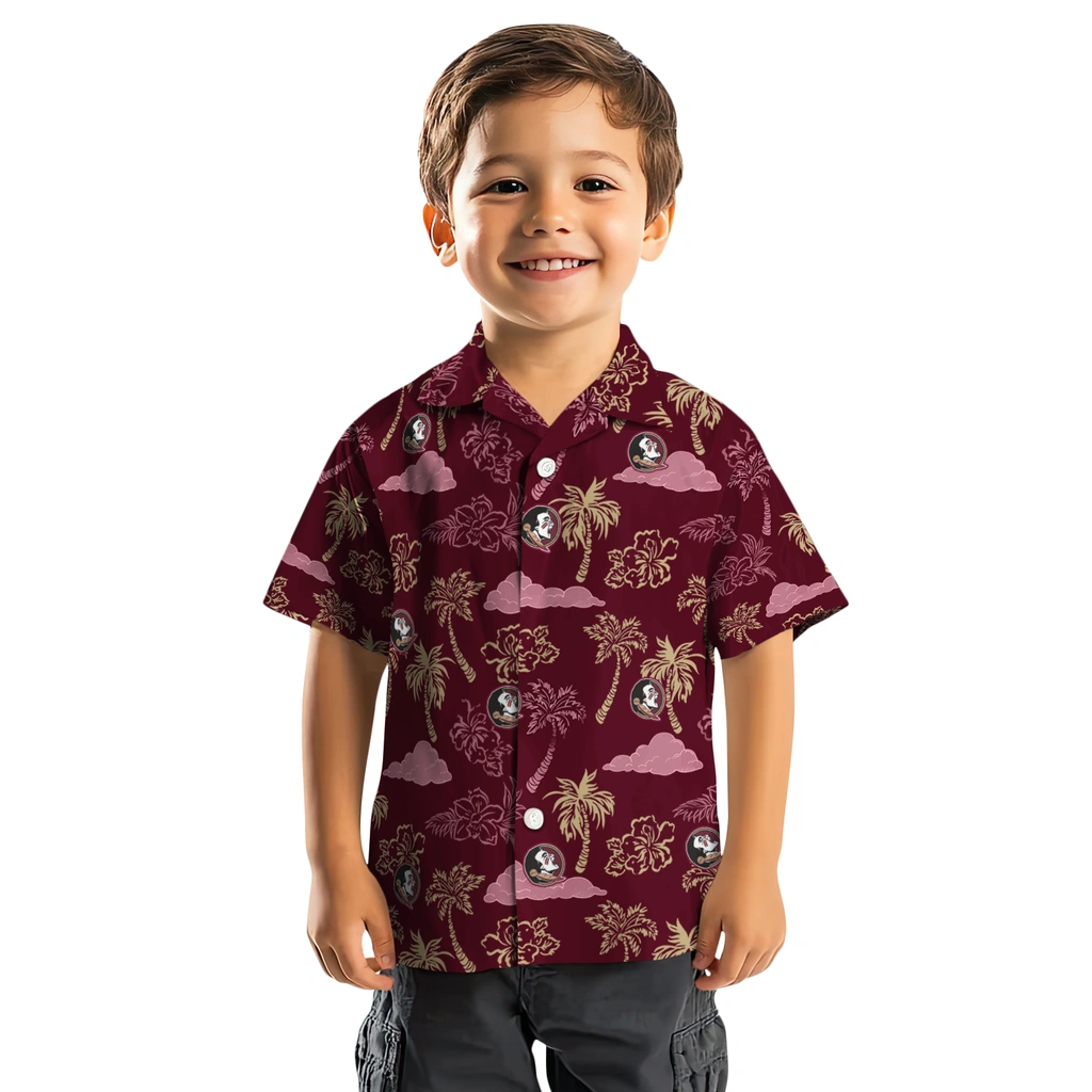 Florida State Seminoles Hawaiian Shirt - Palm And Clouds florida state seminoles palm and clouds garnet hawaiian shirts top rated