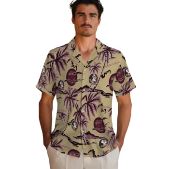 florida state seminoles palm sunset hawaiian shirts fashion forward
