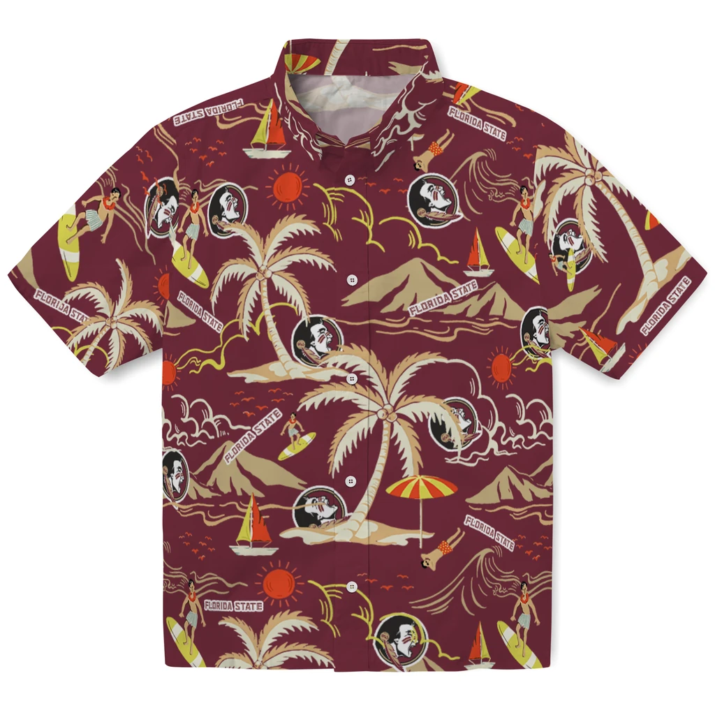 Florida State Seminoles Hawaiian Shirt - Palm Tree Island florida state seminoles palm tree island garnet hawaiian shirts best selling