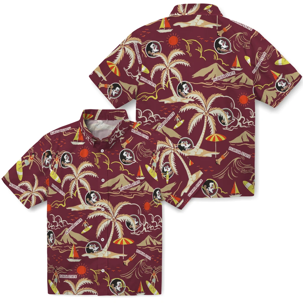 Florida State Seminoles Hawaiian Shirt - Palm Tree Island florida state seminoles palm tree island garnet hawaiian shirts high quality