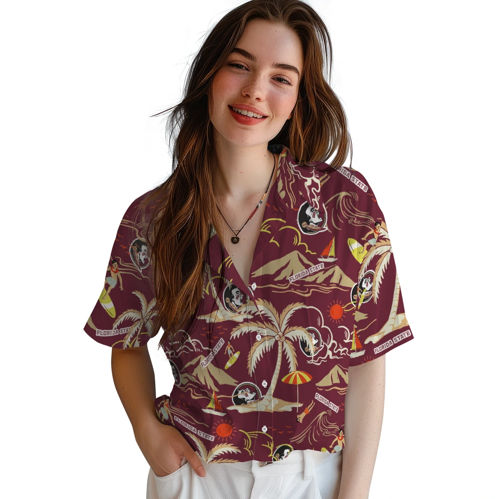 Florida State Seminoles Hawaiian Shirt - Palm Tree Island florida state seminoles palm tree island garnet hawaiian shirts latest model