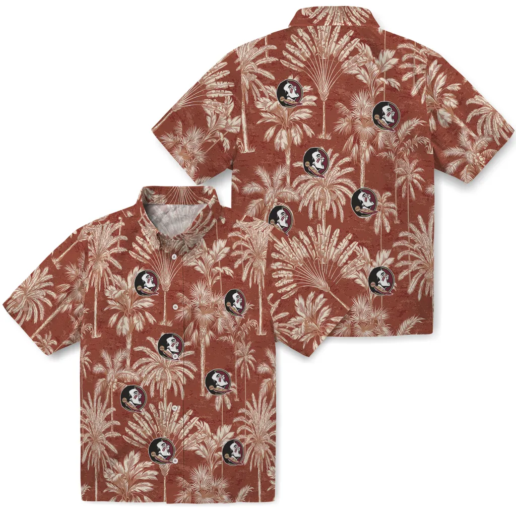Florida State Seminoles Hawaiian Shirt - Vintage Palm Tree florida state seminoles palm shadows garnet hawaiian shirts high quality
