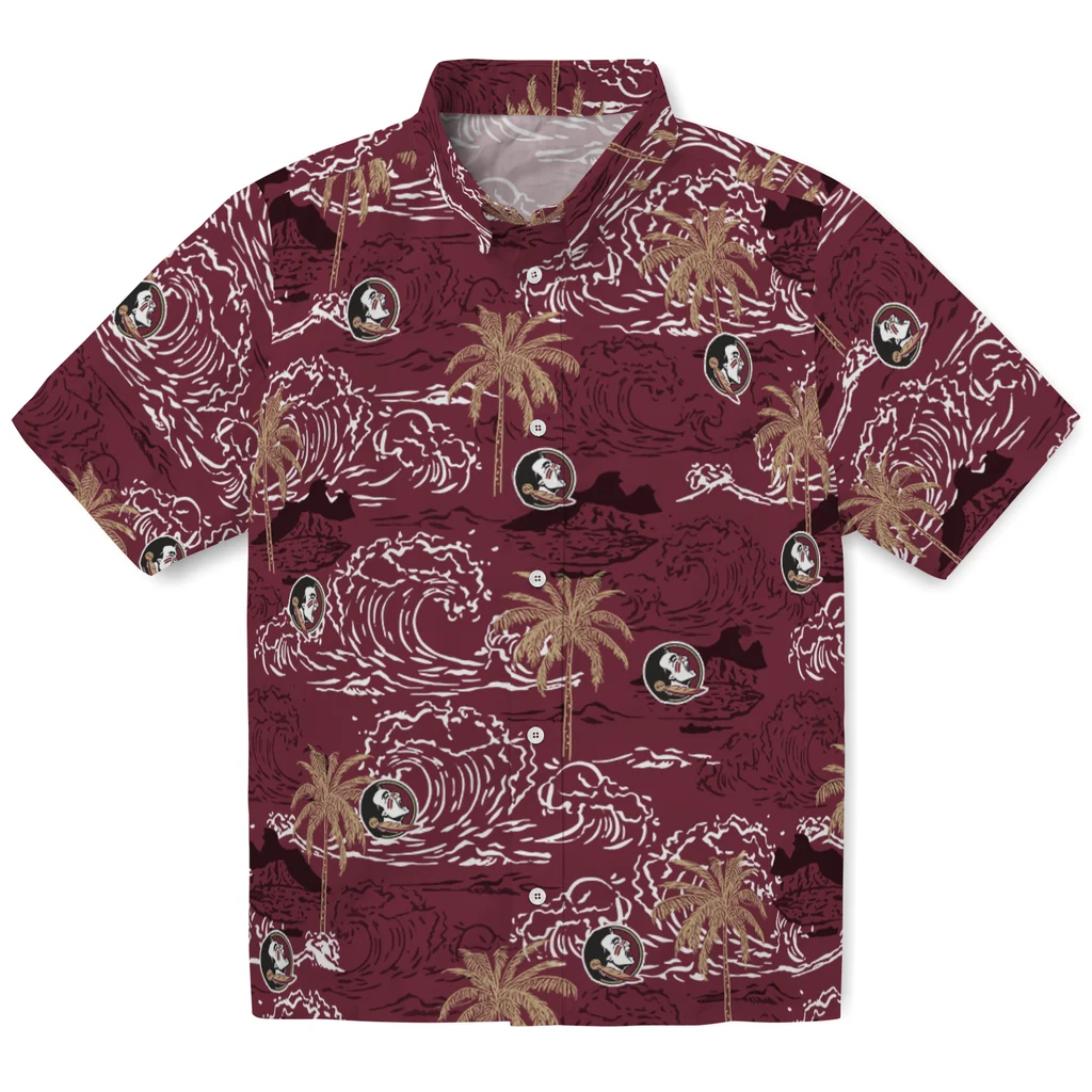 Florida State Seminoles Hawaiian Shirt - Wave Palm florida state seminoles wave palm garnet hawaiian shirts best selling