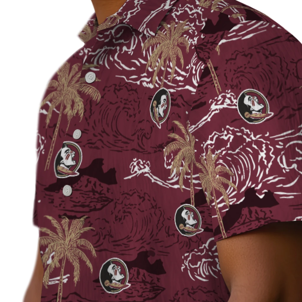 Florida State Seminoles Hawaiian Shirt - Wave Palm florida state seminoles wave palm garnet hawaiian shirts trendy