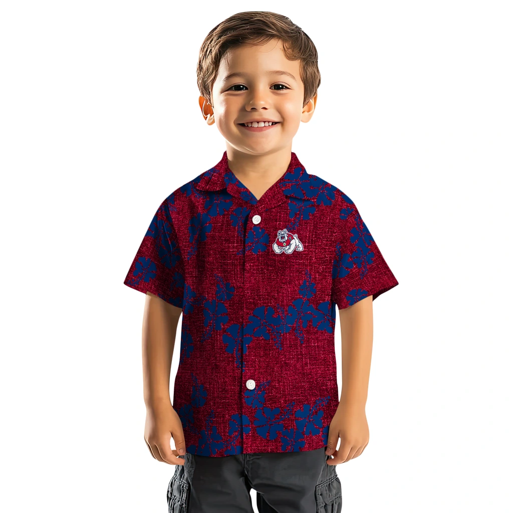 Fresno State Bulldogs Hawaiian Shirt - 50th State Flower fresno state bulldogs hibiscus petals red hawaiian shirts top rated