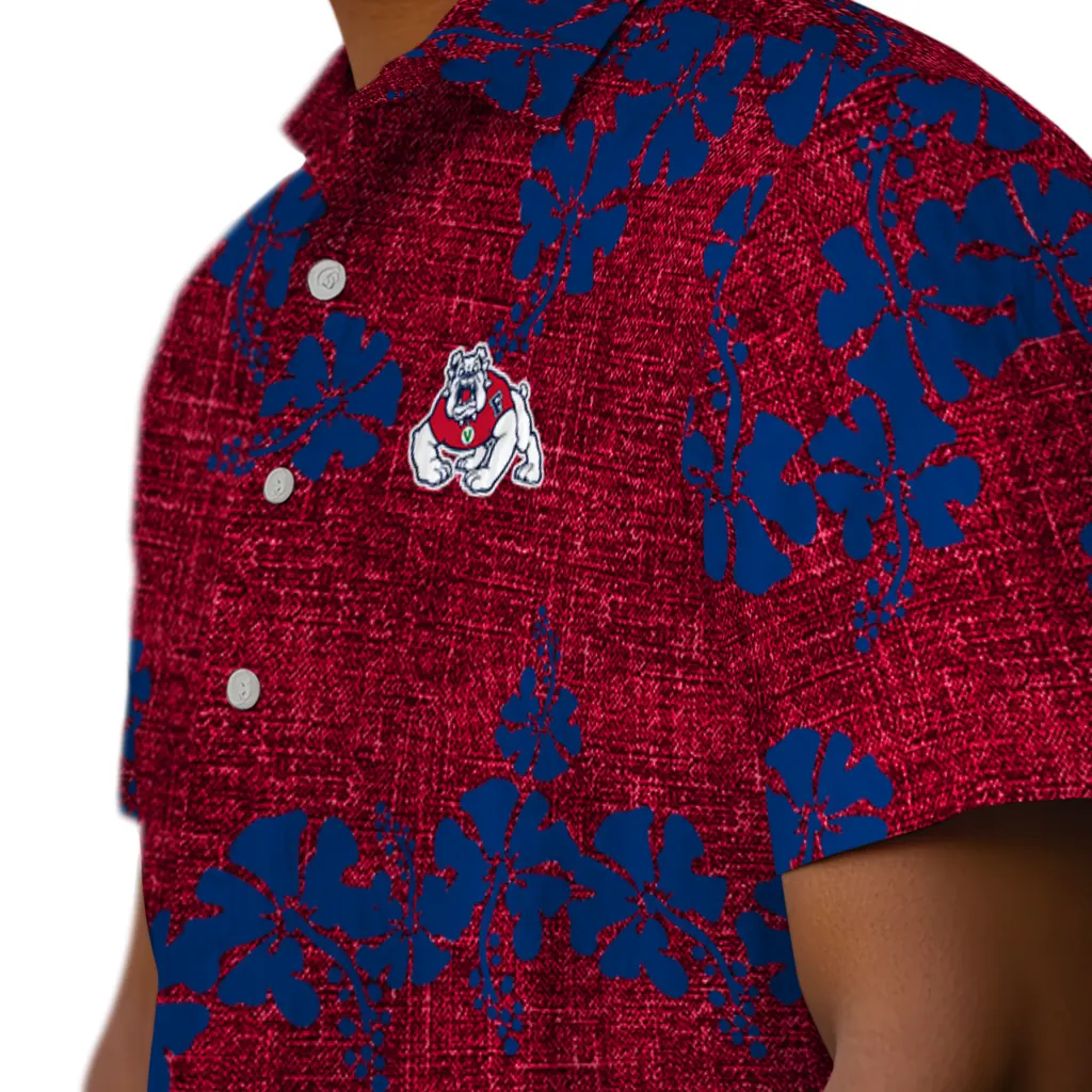 Fresno State Bulldogs Hawaiian Shirt - 50th State Flower fresno state bulldogs hibiscus petals red hawaiian shirts trendy