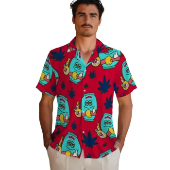 fresno state bulldogs bong smile red hawaiian shirts fashion forward