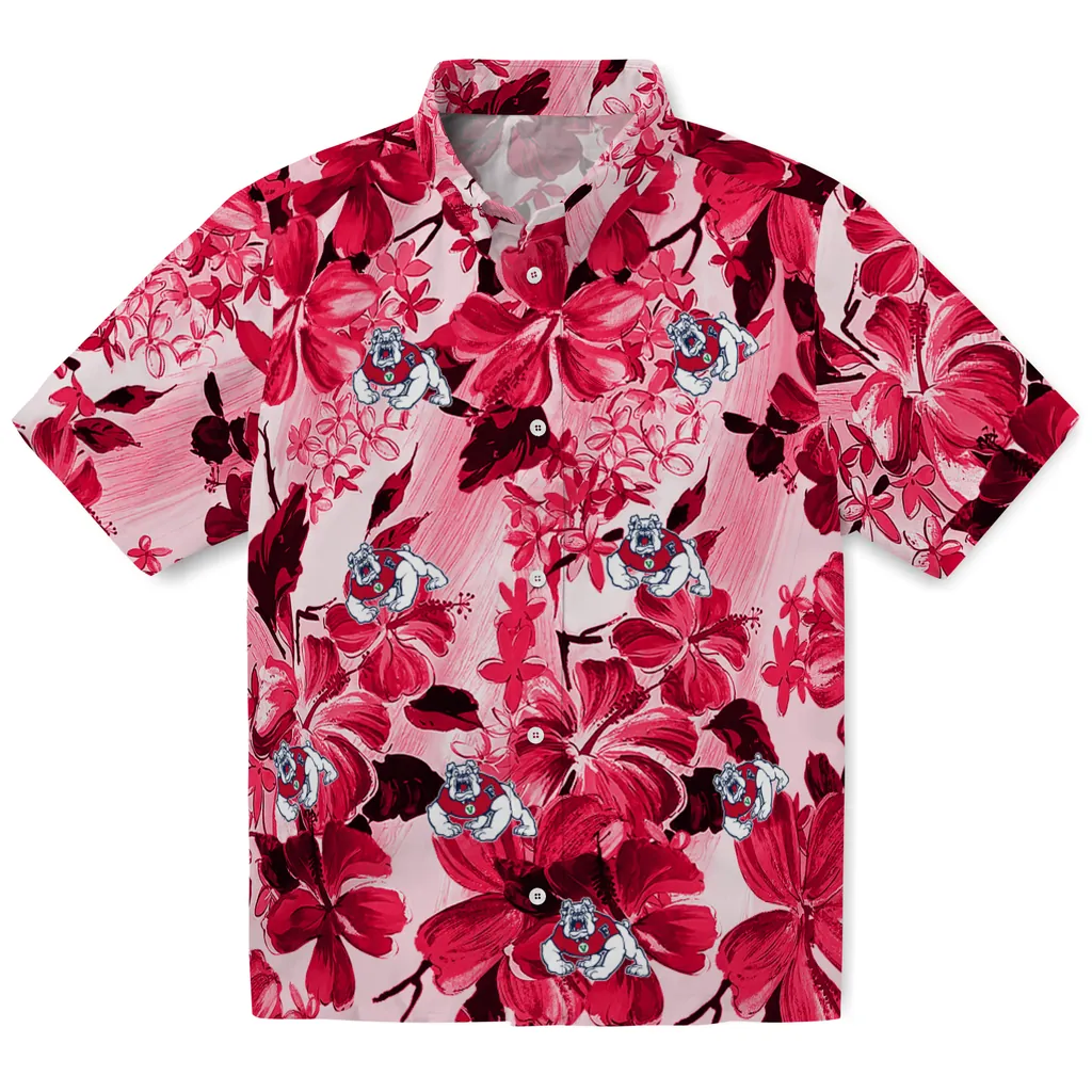 Fresno State Bulldogs Hawaiian Shirt - Hibiscus Arrangement fresno state bulldogs hibiscus arrangement red hawaiian shirts best selling