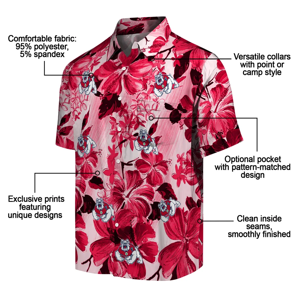 Fresno State Bulldogs Hawaiian Shirt - Hibiscus Arrangement fresno state bulldogs hibiscus arrangement red hawaiian shirts new arrival