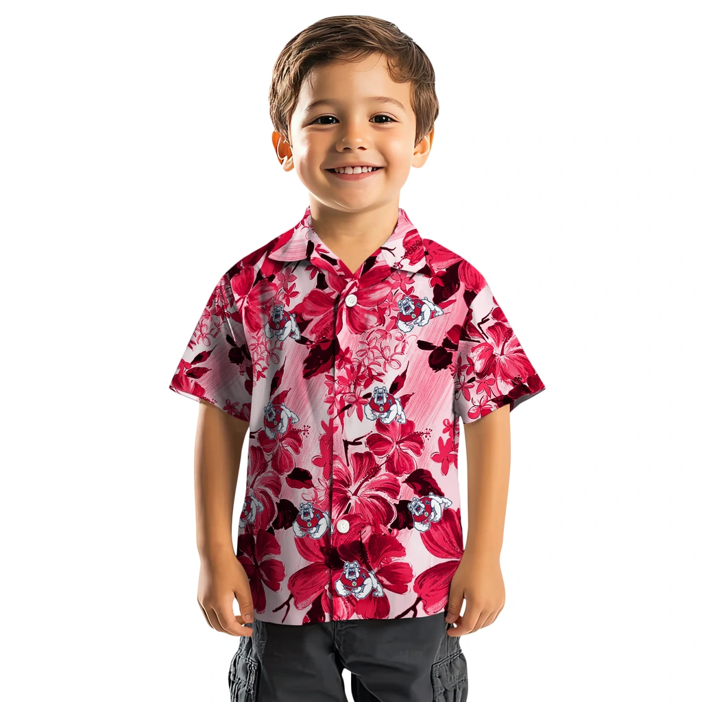 Fresno State Bulldogs Hawaiian Shirt - Hibiscus Arrangement fresno state bulldogs hibiscus arrangement red hawaiian shirts top rated