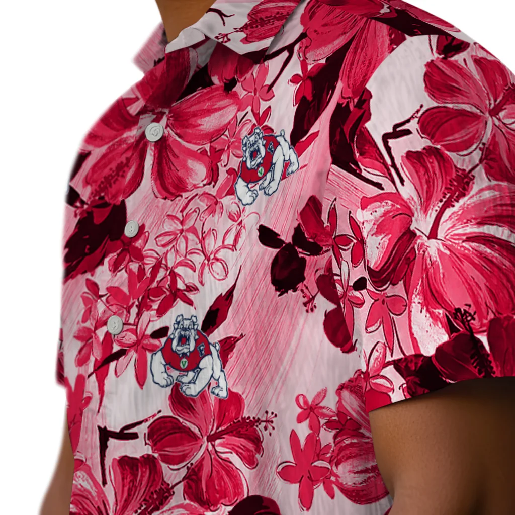 Fresno State Bulldogs Hawaiian Shirt - Hibiscus Arrangement fresno state bulldogs hibiscus arrangement red hawaiian shirts trendy