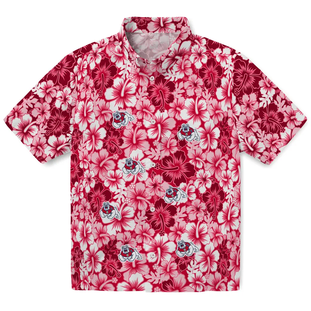 Fresno State Bulldogs Hawaiian Shirt - Hibiscus Blooms fresno state bulldogs hibiscus blooms red hawaiian shirts best selling