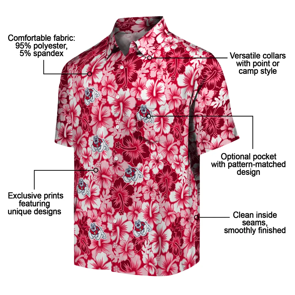 Fresno State Bulldogs Hawaiian Shirt - Hibiscus Blooms fresno state bulldogs hibiscus blooms red hawaiian shirts new arrival