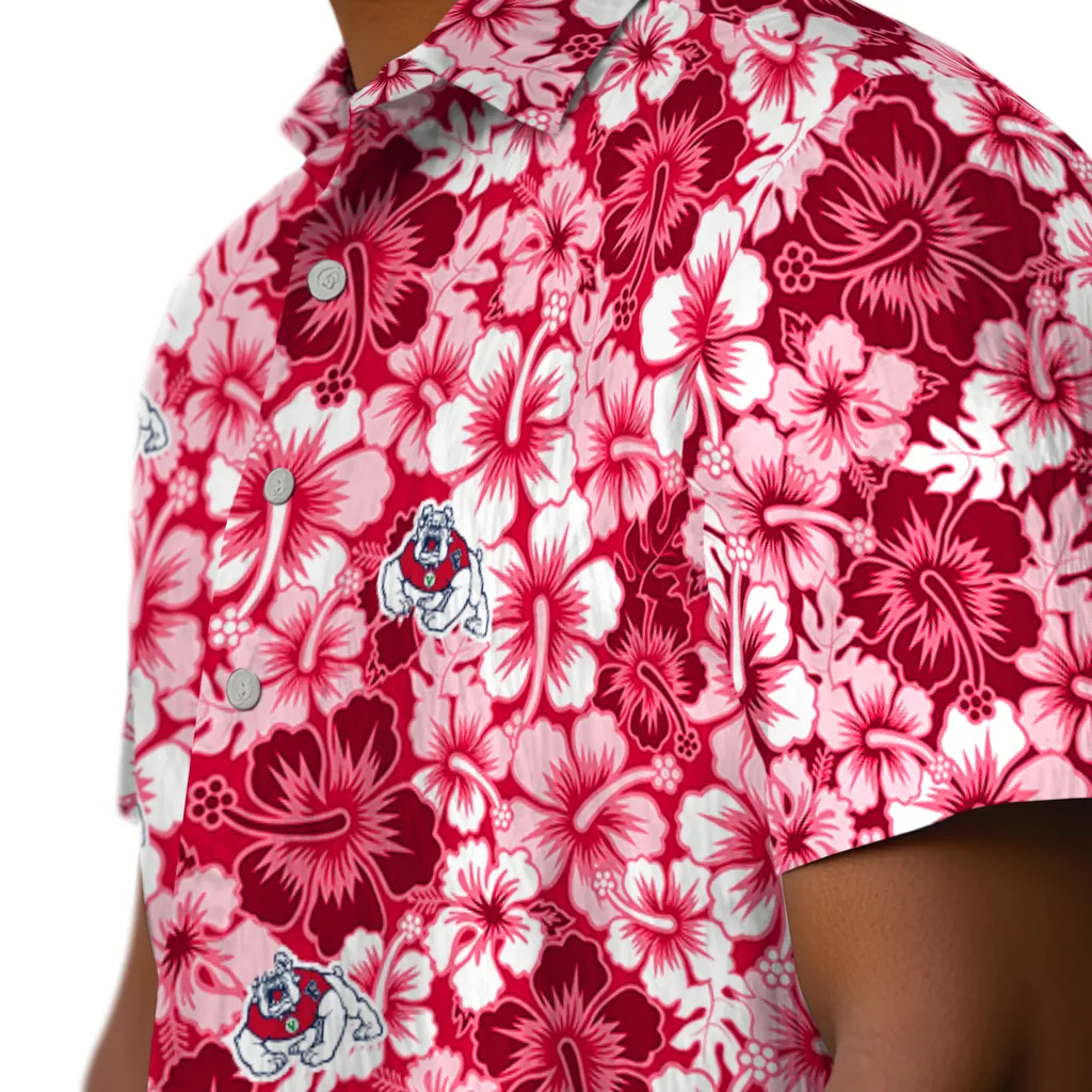 Fresno State Bulldogs Hawaiian Shirt - Hibiscus Blooms fresno state bulldogs hibiscus blooms red hawaiian shirts trendy