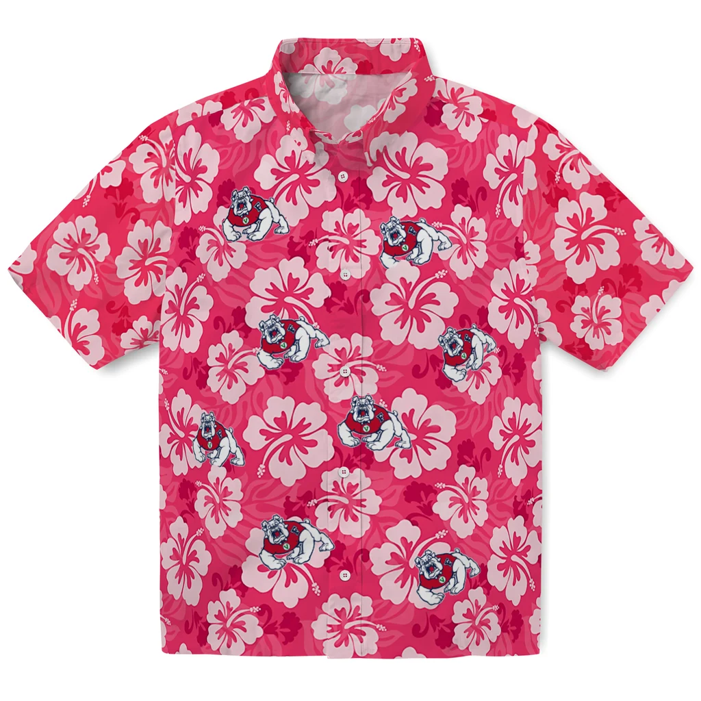 Fresno State Bulldogs Hawaiian Shirt - Hibiscus Cluster fresno state bulldogs hibiscus cluster red hawaiian shirts best selling