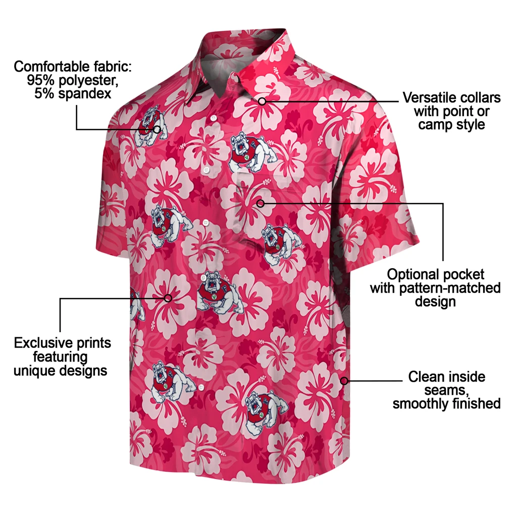 Fresno State Bulldogs Hawaiian Shirt - Hibiscus Cluster fresno state bulldogs hibiscus cluster red hawaiian shirts new arrival
