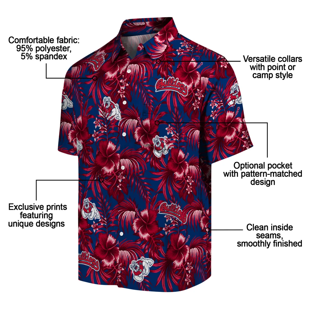 Fresno State Bulldogs Hawaiian Shirt - Hibiscus Exotic fresno state bulldogs hibiscus exotic red hawaiian shirts new arrival