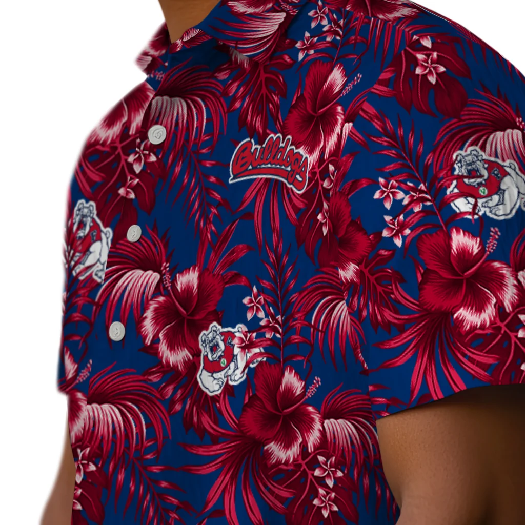 Fresno State Bulldogs Hawaiian Shirt - Hibiscus Exotic fresno state bulldogs hibiscus exotic red hawaiian shirts trendy