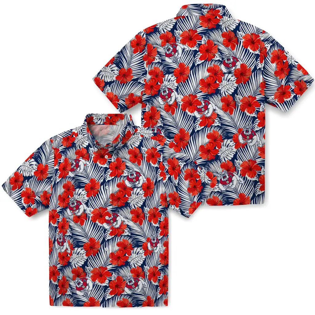 Fresno State Bulldogs Hawaiian Shirt - Hibiscus Fiesta fresno state bulldogs hibiscus fiesta red royal blue hawaiian shirts high quality