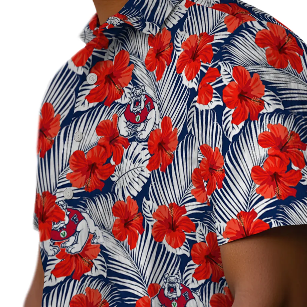 Fresno State Bulldogs Hawaiian Shirt - Hibiscus Fiesta fresno state bulldogs hibiscus fiesta red royal blue hawaiian shirts trendy