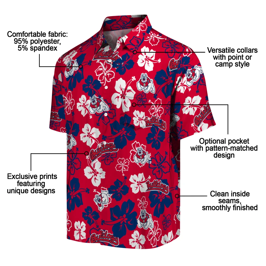 Fresno State Bulldogs Hawaiian Shirt - Hibiscus Flower Design fresno state bulldogs hibiscus bloom red hawaiian shirts new arrival