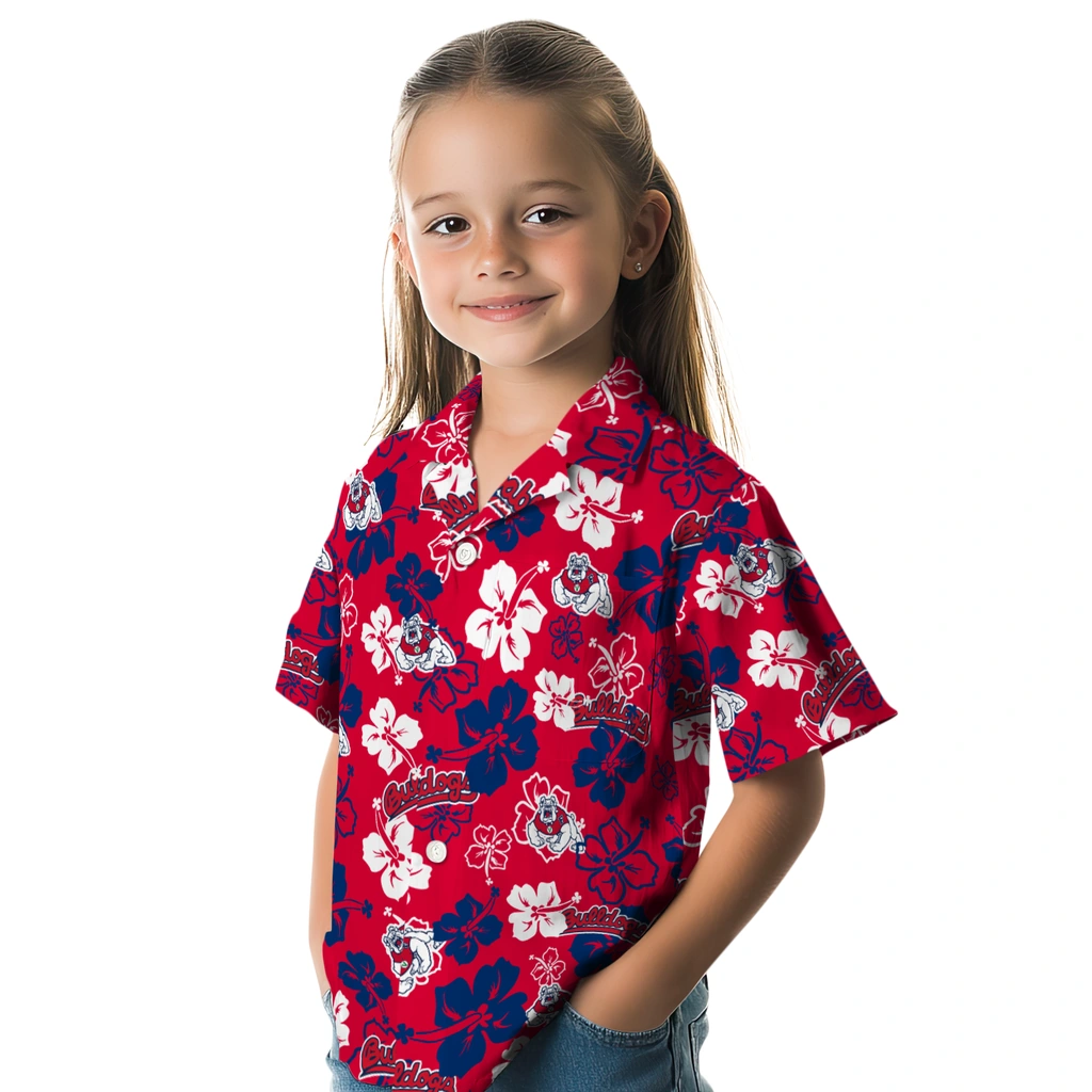 Fresno State Bulldogs Hawaiian Shirt - Hibiscus Flower Design fresno state bulldogs hibiscus bloom red hawaiian shirts premium grade