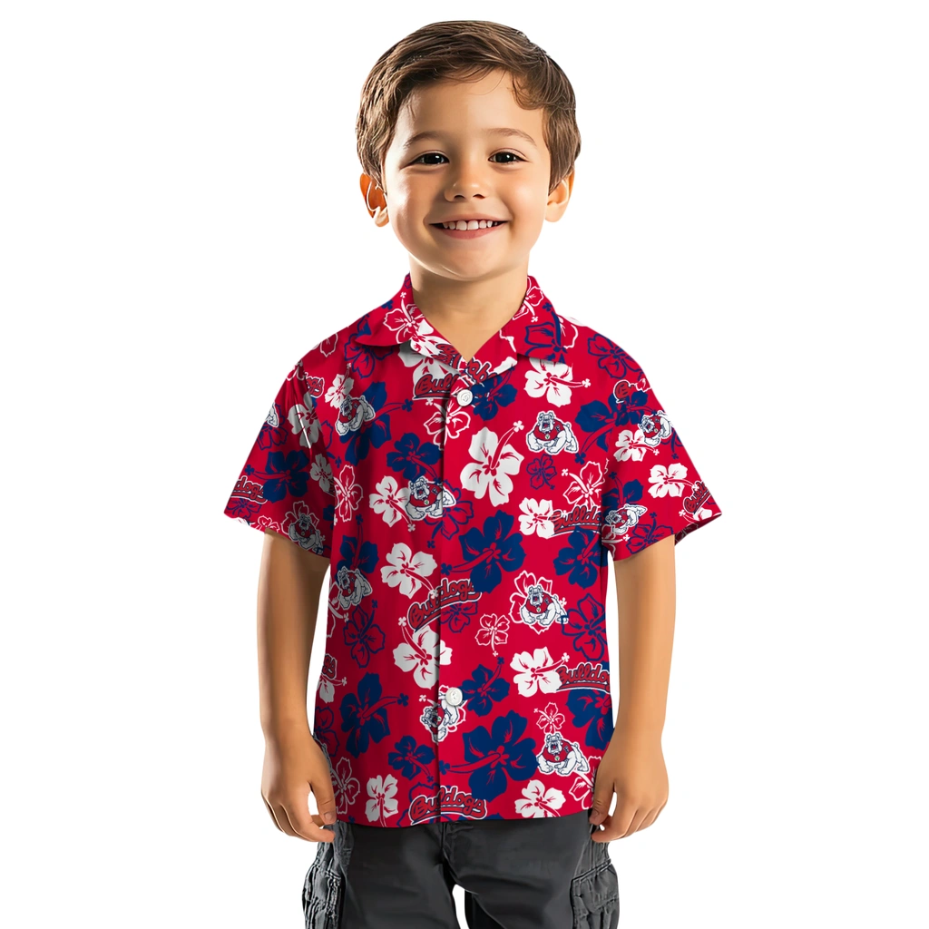 Fresno State Bulldogs Hawaiian Shirt - Hibiscus Flower Design fresno state bulldogs hibiscus bloom red hawaiian shirts top rated