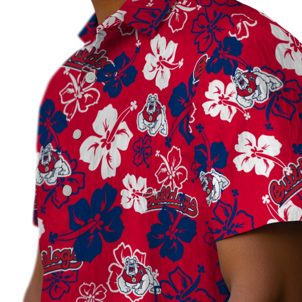 Fresno State Bulldogs Hawaiian Shirt - Hibiscus Flower Design fresno state bulldogs hibiscus bloom red hawaiian shirts trendy