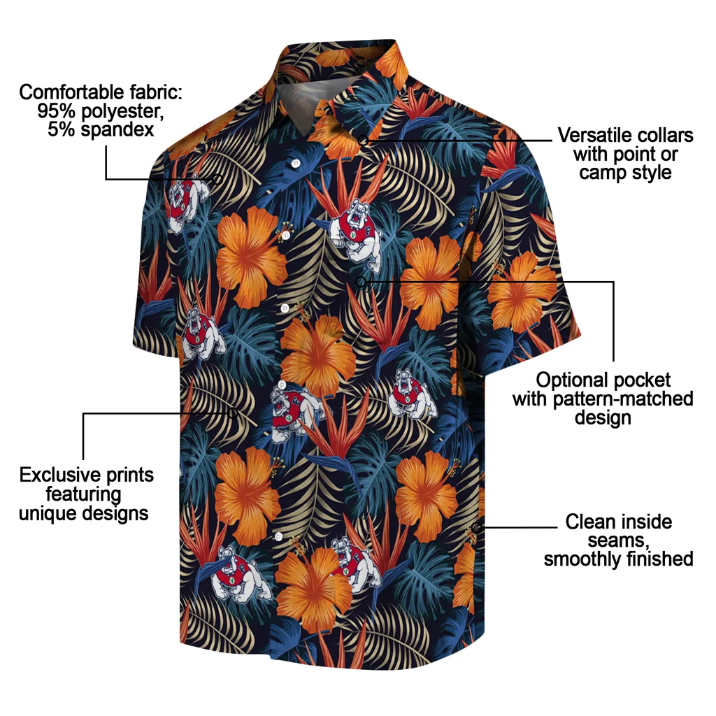 Fresno State Bulldogs Hawaiian Shirt - Hibiscus Foliage fresno state bulldogs hibiscus foliage hawaiian shirts new arrival