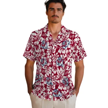 fresno state bulldogs hibiscus motif red white hawaiian shirts fashion forward