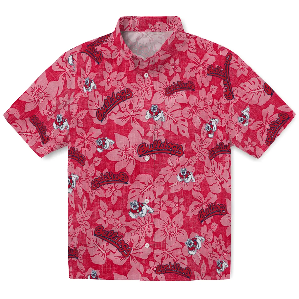 Fresno State Bulldogs Hawaiian Shirt - Hibiscus Oasis fresno state bulldogs hibiscus oasis red hawaiian shirts best selling