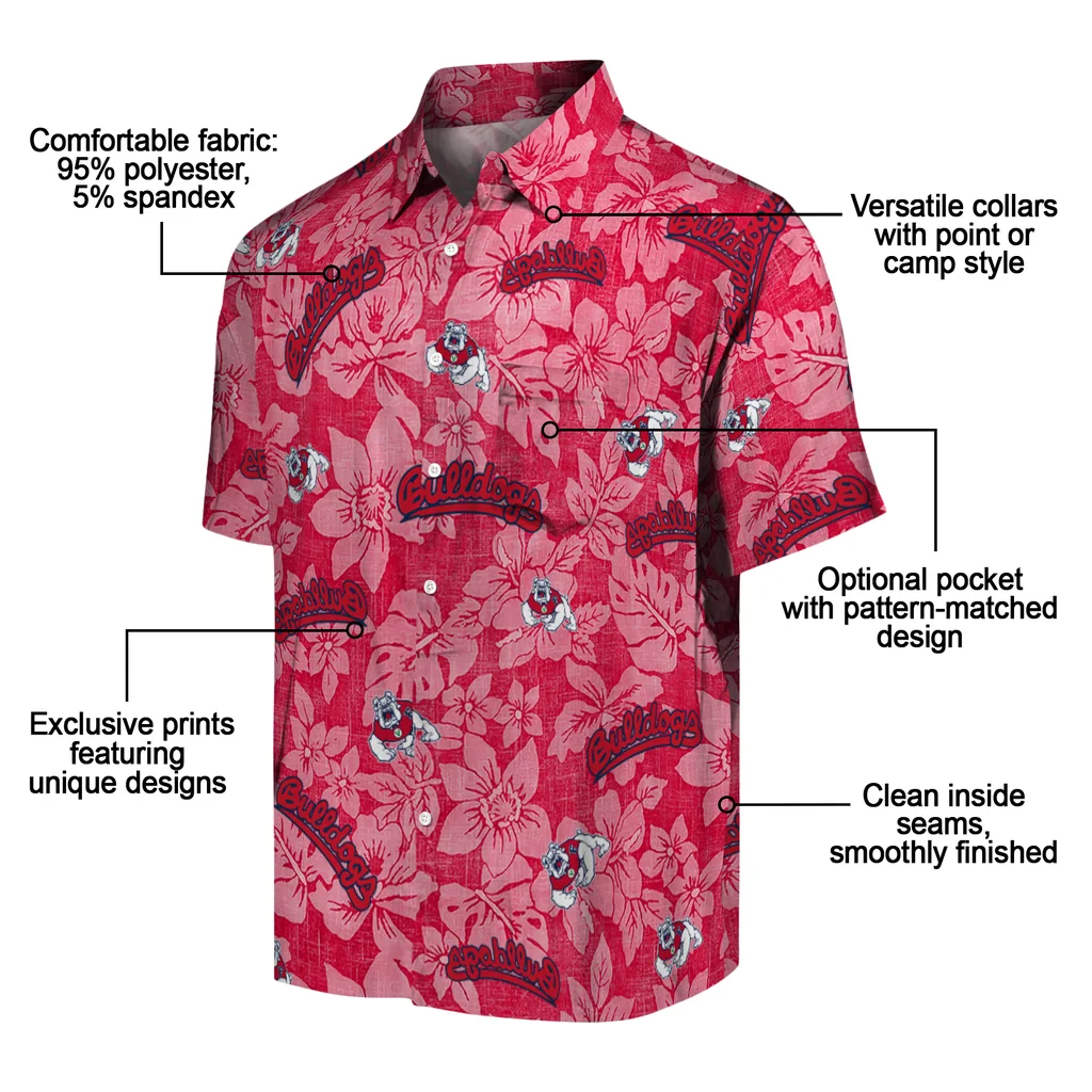 Fresno State Bulldogs Hawaiian Shirt - Hibiscus Oasis fresno state bulldogs hibiscus oasis red hawaiian shirts new arrival