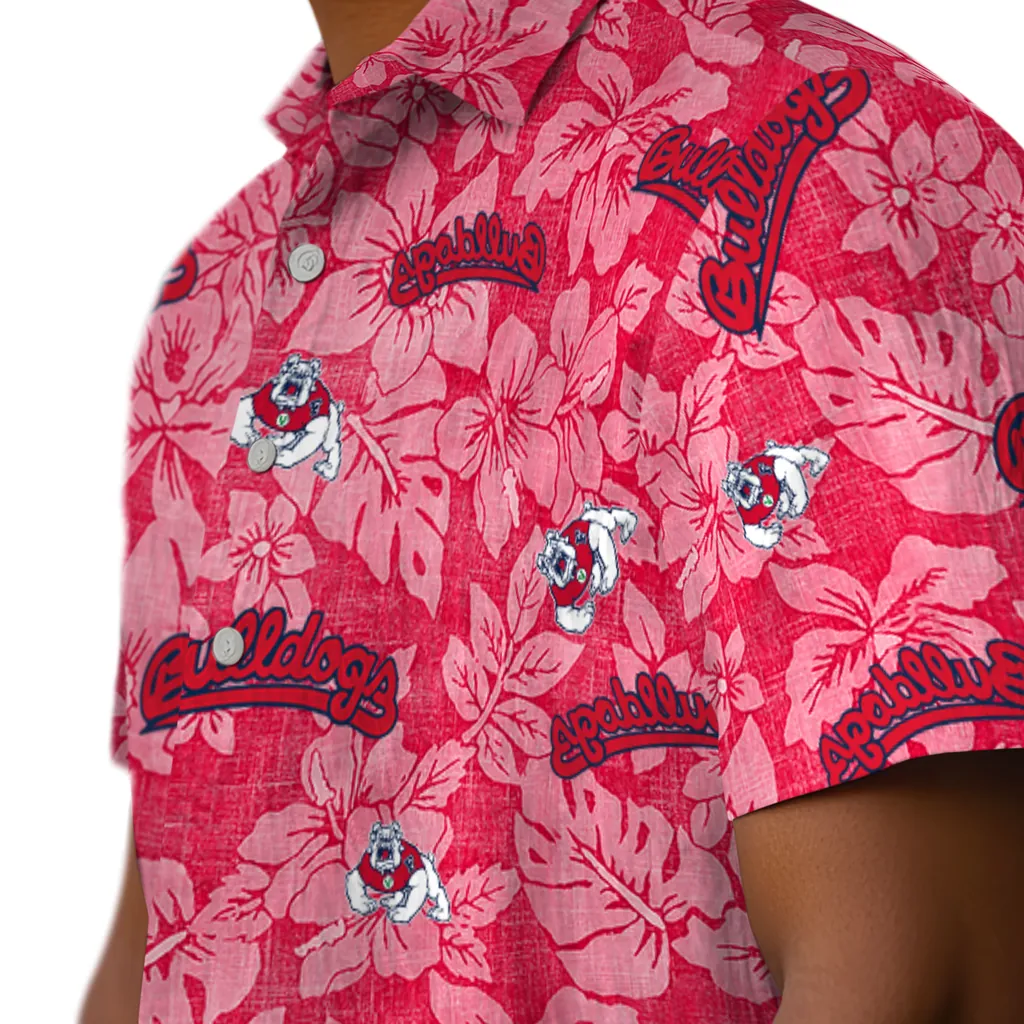 Fresno State Bulldogs Hawaiian Shirt - Hibiscus Oasis fresno state bulldogs hibiscus oasis red hawaiian shirts trendy
