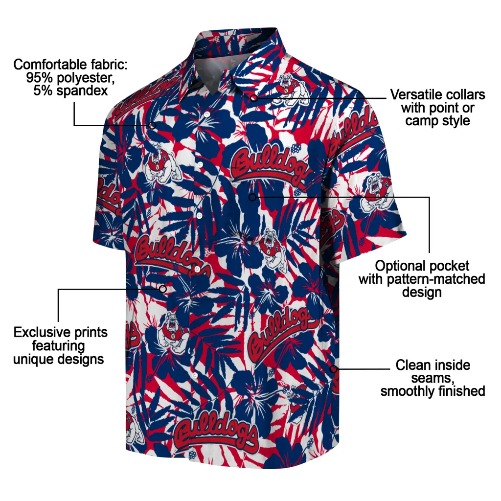 Fresno State Bulldogs Hawaiian Shirt - Hibiscus Overlay fresno state bulldogs hibiscus overlay hawaiian shirts new arrival