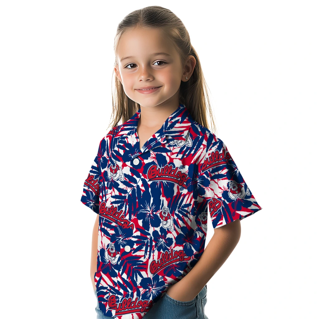 Fresno State Bulldogs Hawaiian Shirt - Hibiscus Overlay fresno state bulldogs hibiscus overlay hawaiian shirts premium grade