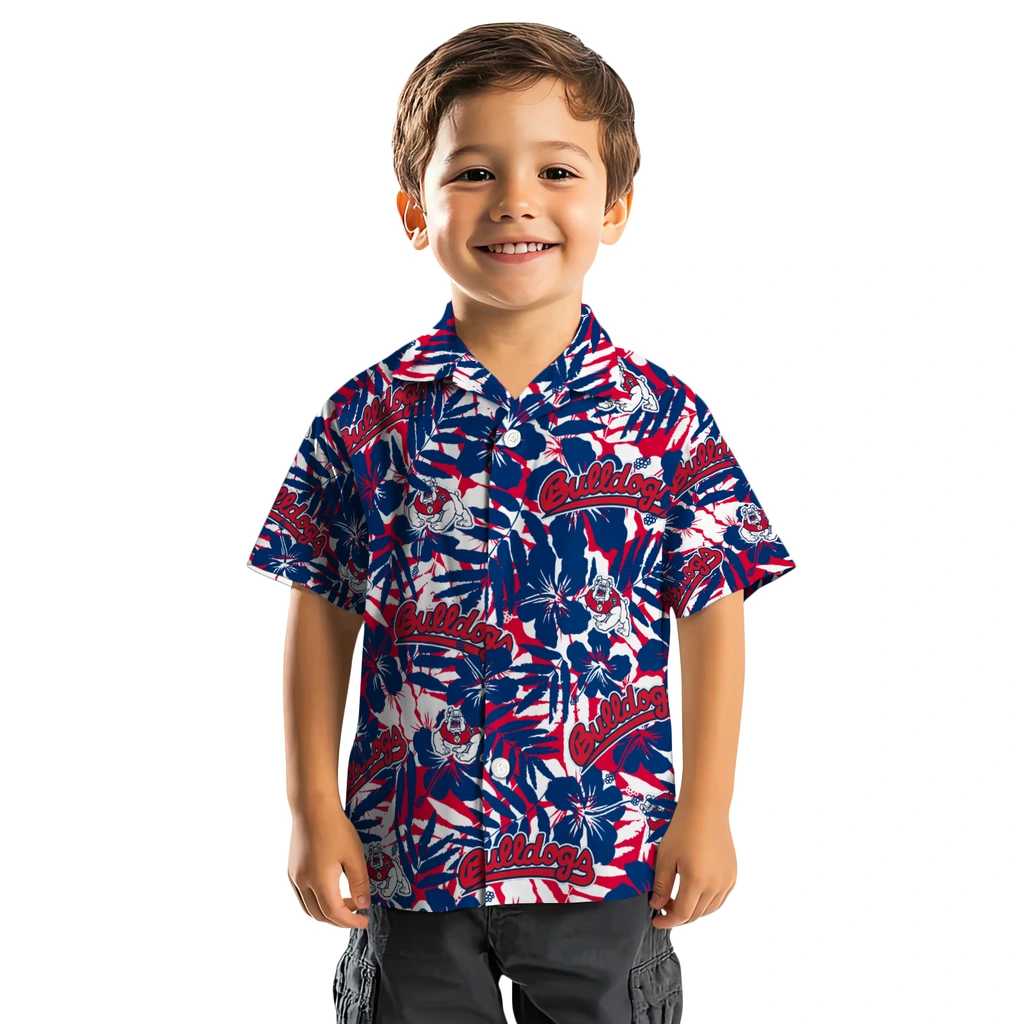 Fresno State Bulldogs Hawaiian Shirt - Hibiscus Overlay fresno state bulldogs hibiscus overlay hawaiian shirts top rated