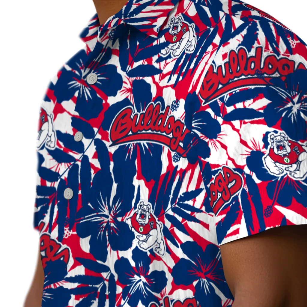 Fresno State Bulldogs Hawaiian Shirt - Hibiscus Overlay fresno state bulldogs hibiscus overlay hawaiian shirts trendy